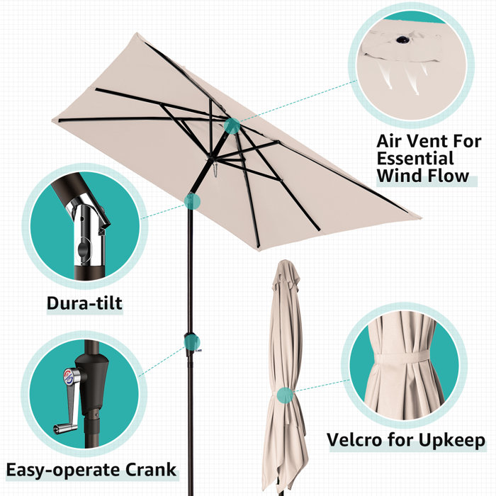 Arlmont & Co. Myhand 10X6.5FT Market Rectangular Patio Umbrellas Wayfair